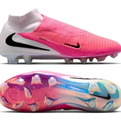 Nike Phantom 6 High Elite Gras Voetbalschoenen (FG) Wit Felroze Zwart