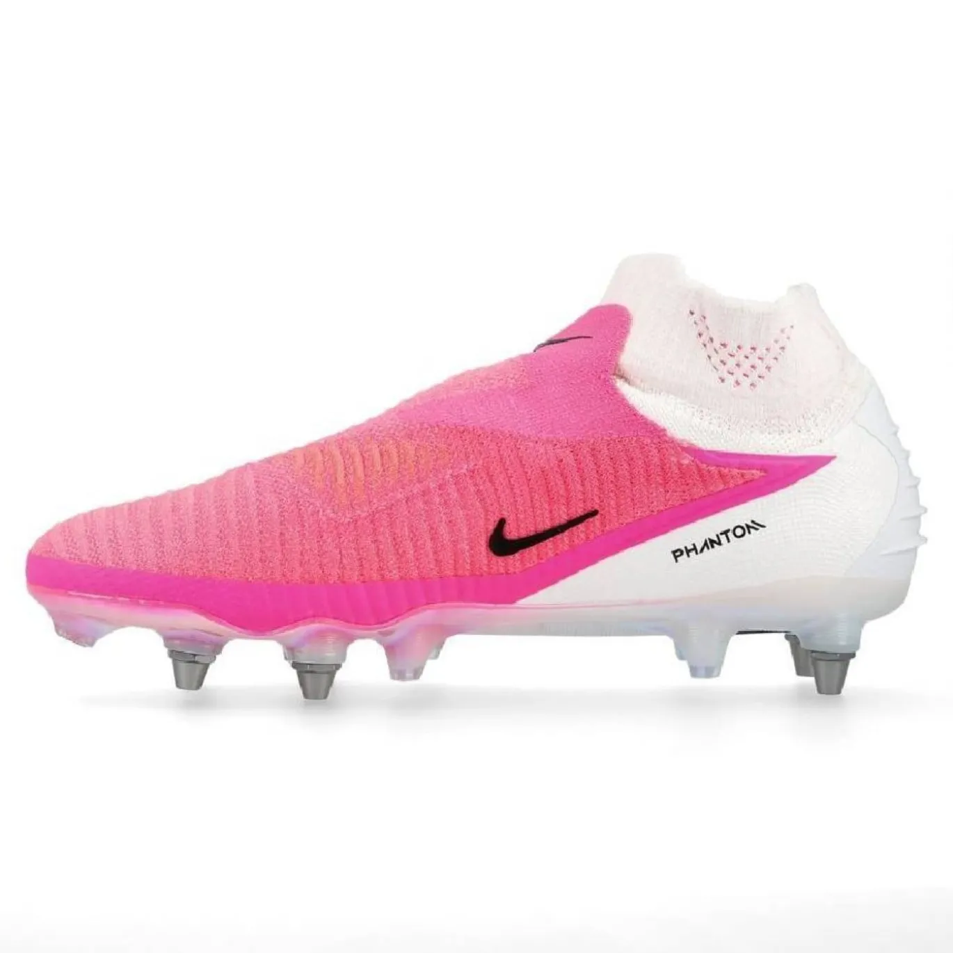 Nike Phantom 6 High Elite IJzeren-Nop Voetbalschoenen (SG) Wit Felroze Zwart