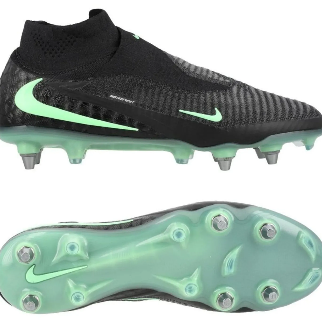 Nike Phantom 6 High Elite IJzeren-Nop Voetbalschoenen (SG) Pro Player Zwart Felgroen