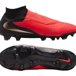 Nike Phantom 6 High Pro Gras Voetbalschoenen (FG) Zwart Felrood Goud