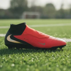 Nike Phantom 6 High Pro Gras Voetbalschoenen (FG) Zwart Felrood Goud
