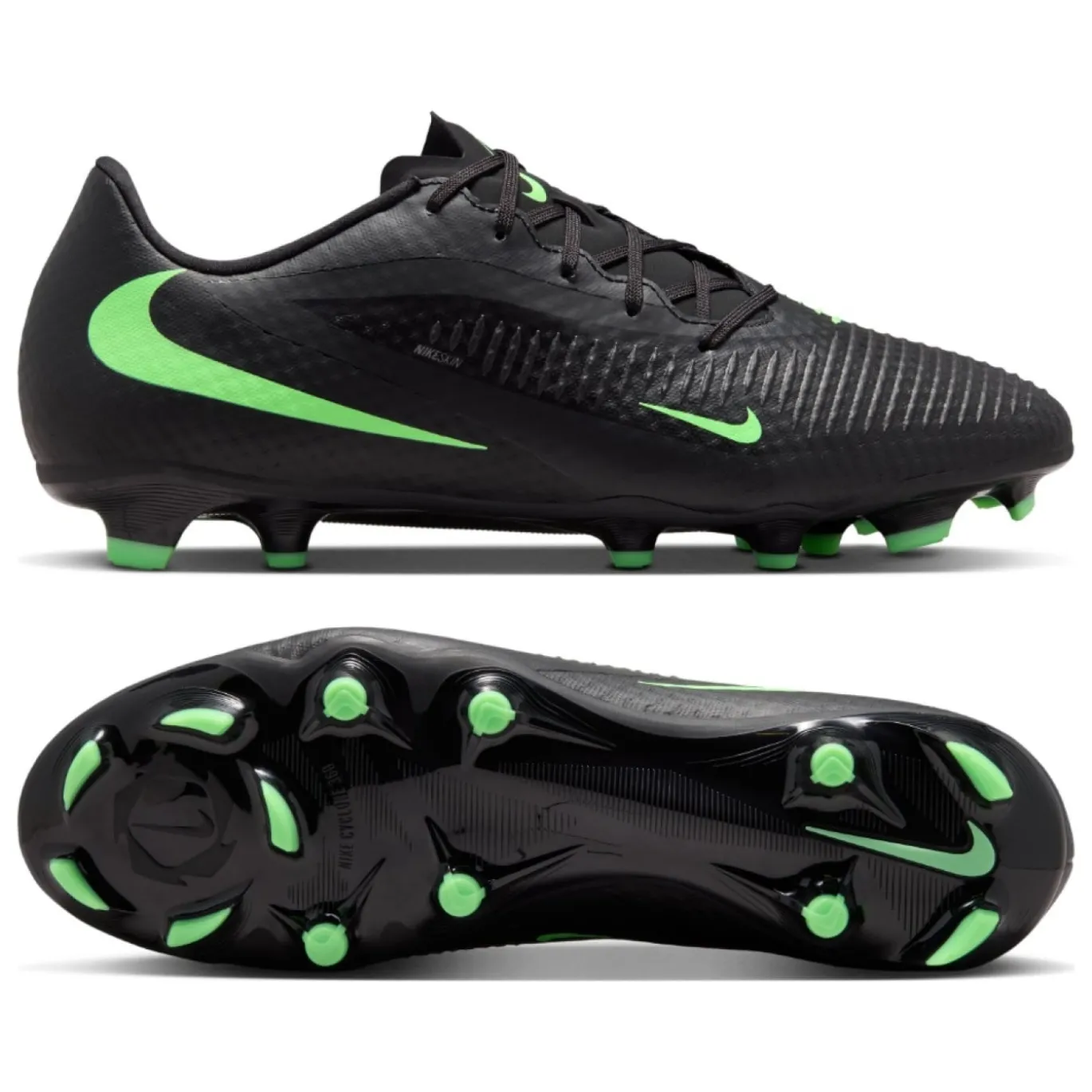Nike Phantom 6 Low Academy Gras / Kunstgras Voetbalschoenen (MG) Zwart Felgroen