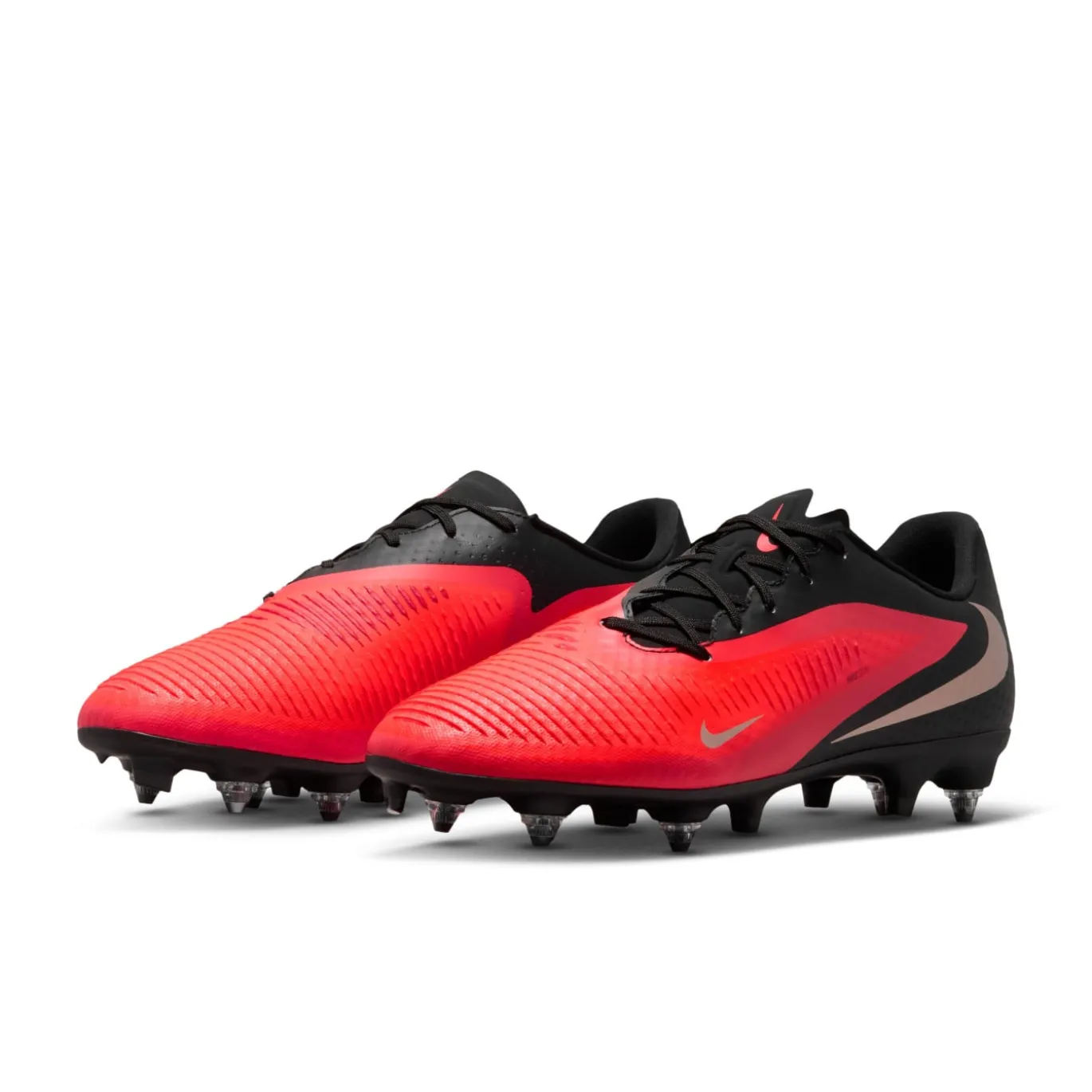 Nike Phantom 6 Low Academy IJzeren-Nop Voetbalschoenen (SG) Anti-Clog Zwart Felrood Goud