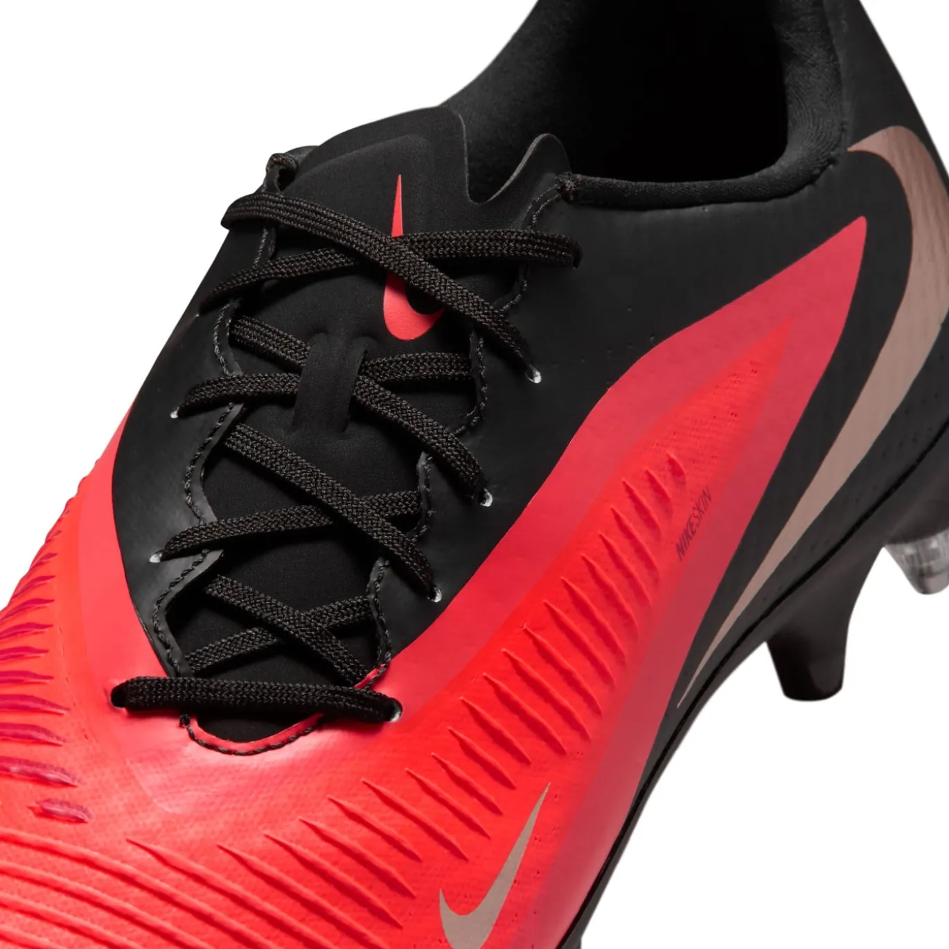 Nike Phantom 6 Low Academy IJzeren-Nop Voetbalschoenen (SG) Anti-Clog Zwart Felrood Goud