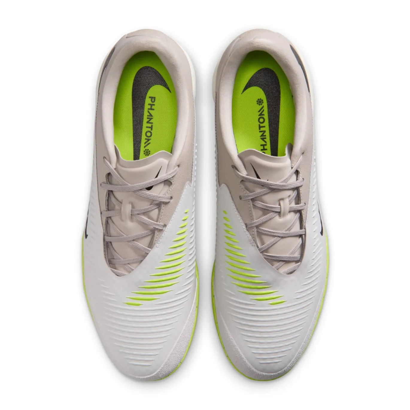 Nike Phantom 6 Low Academy Zaalvoetbalschoenen (IN) Grijs Lichtgrijs Zwart Limoen