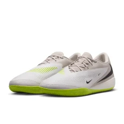 Nike Phantom 6 Low Academy Zaalvoetbalschoenen (IN) Grijs Lichtgrijs Zwart Limoen