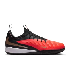 Nike Phantom 6 Low Academy Zaalvoetbalschoenen (IN) Kids Zwart Felrood Goud