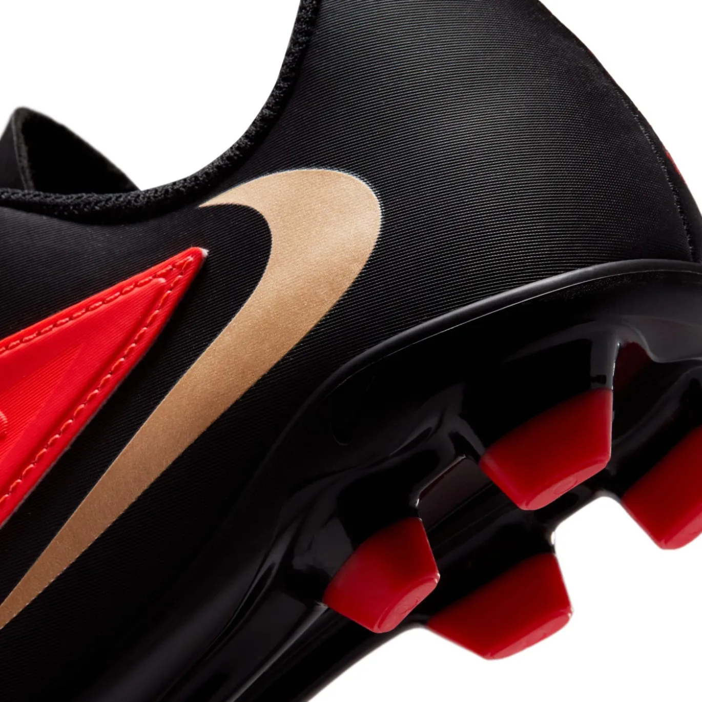 Nike Phantom 6 Low Club Gras / Kunstgras Voetbalschoenen (MG) Kids Zwart Felrood Goud