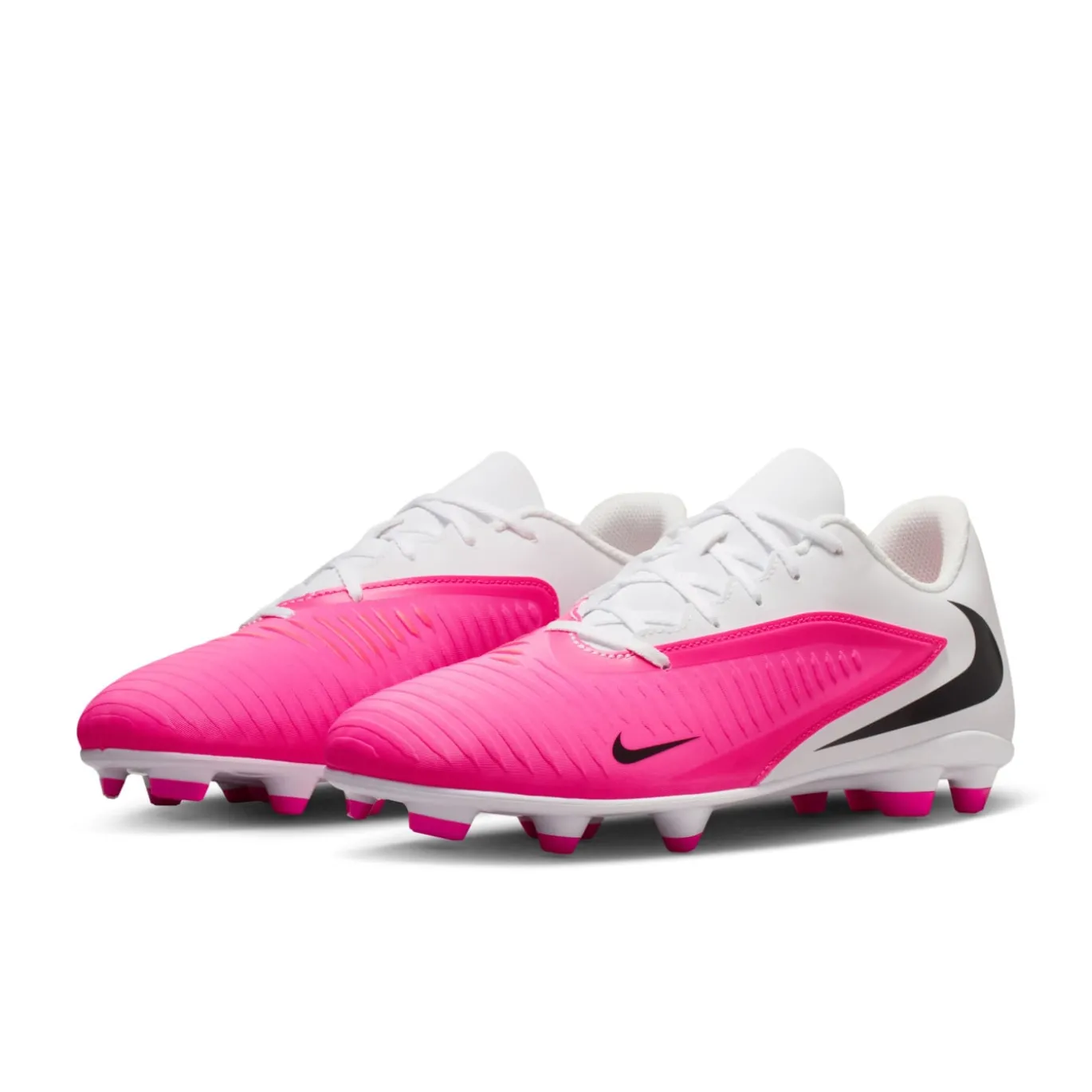 Nike Phantom 6 Low Club Gras / Kunstgras Voetbalschoenen (MG) Wit Felroze Zwart