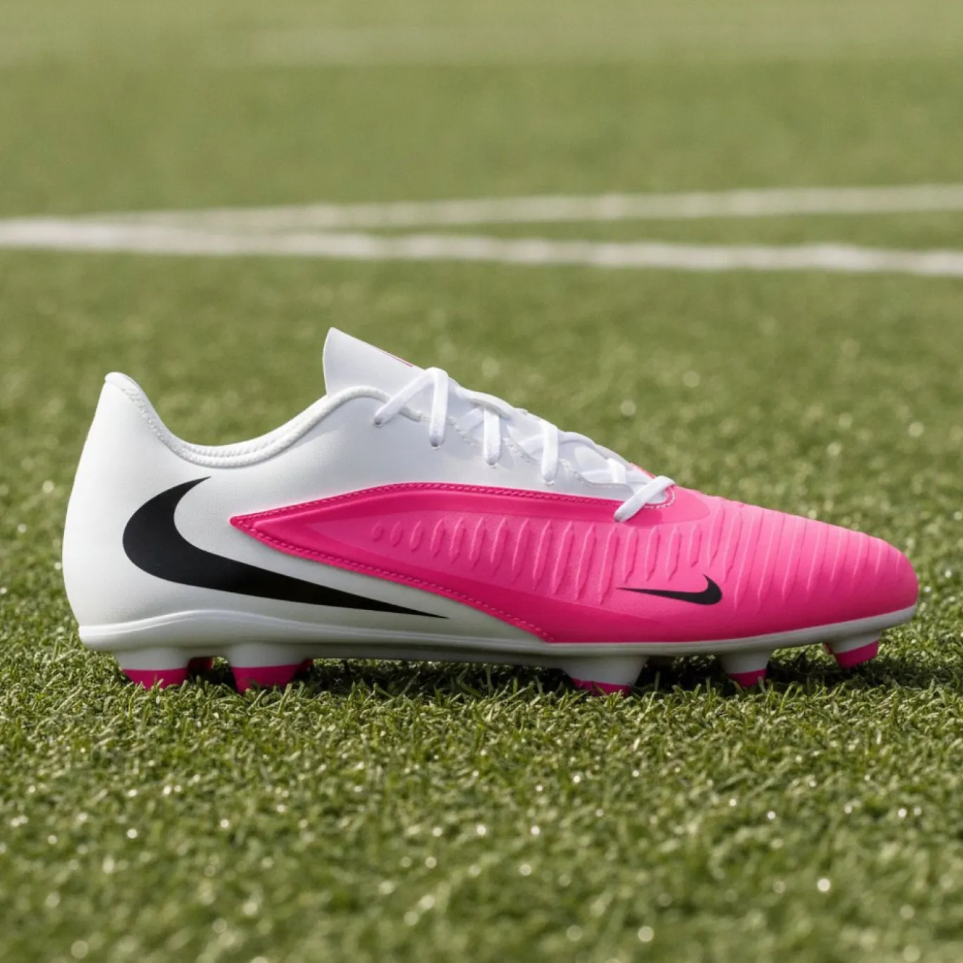 Nike Phantom 6 Low Club Gras / Kunstgras Voetbalschoenen (MG) Wit Felroze Zwart