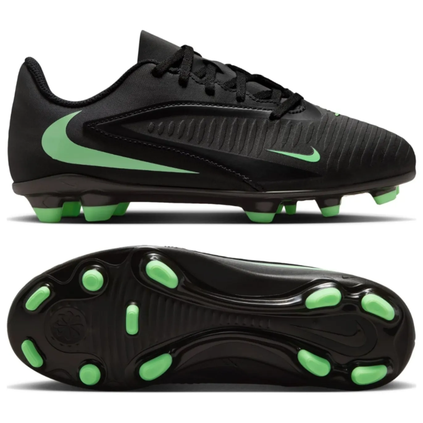 Nike Phantom 6 Low Club Gras / Kunstgras Voetbalschoenen (MG) Kids Zwart Felgroen