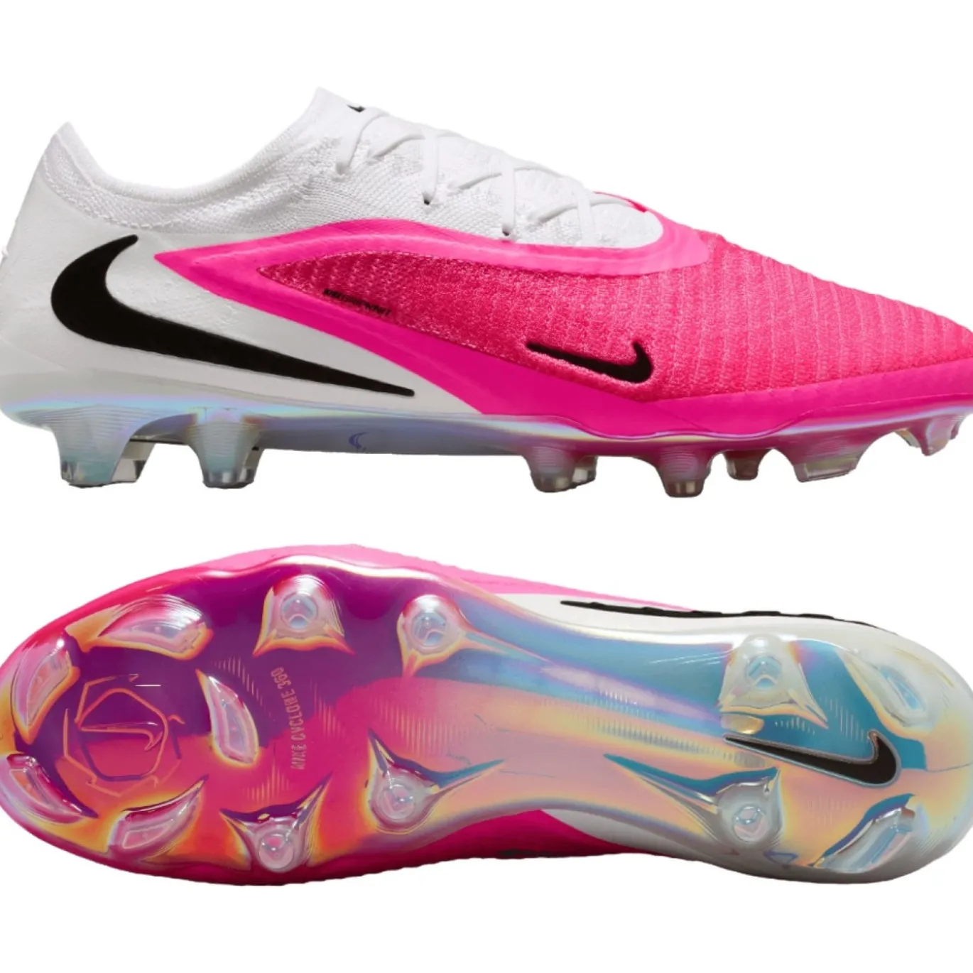 Nike Phantom 6 Low Elite Gras Voetbalschoenen (FG) Wit Felroze Zwart