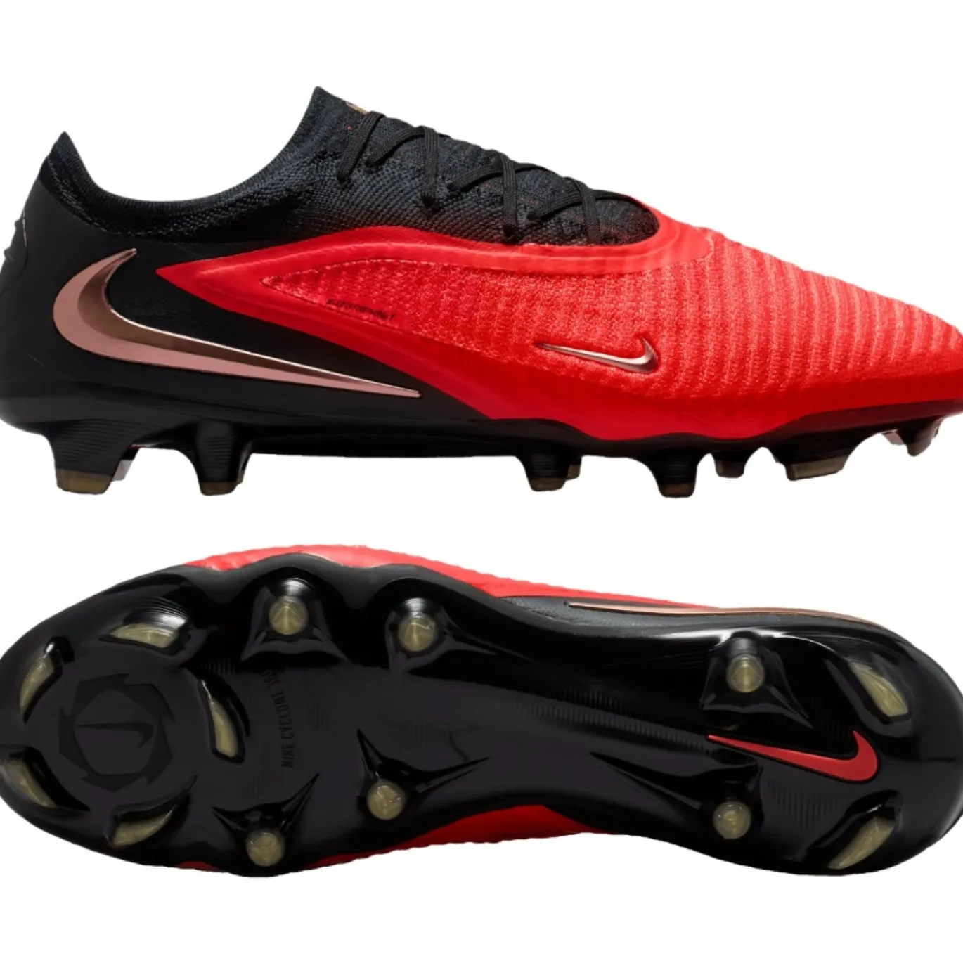 Nike Phantom 6 Low Elite Gras Voetbalschoenen (FG) Zwart Felrood Goud