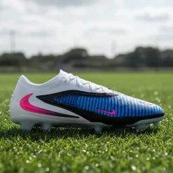 Nike Phantom 6 Low Elite Gras Voetbalschoenen (FG) Blauw Wit Felroze