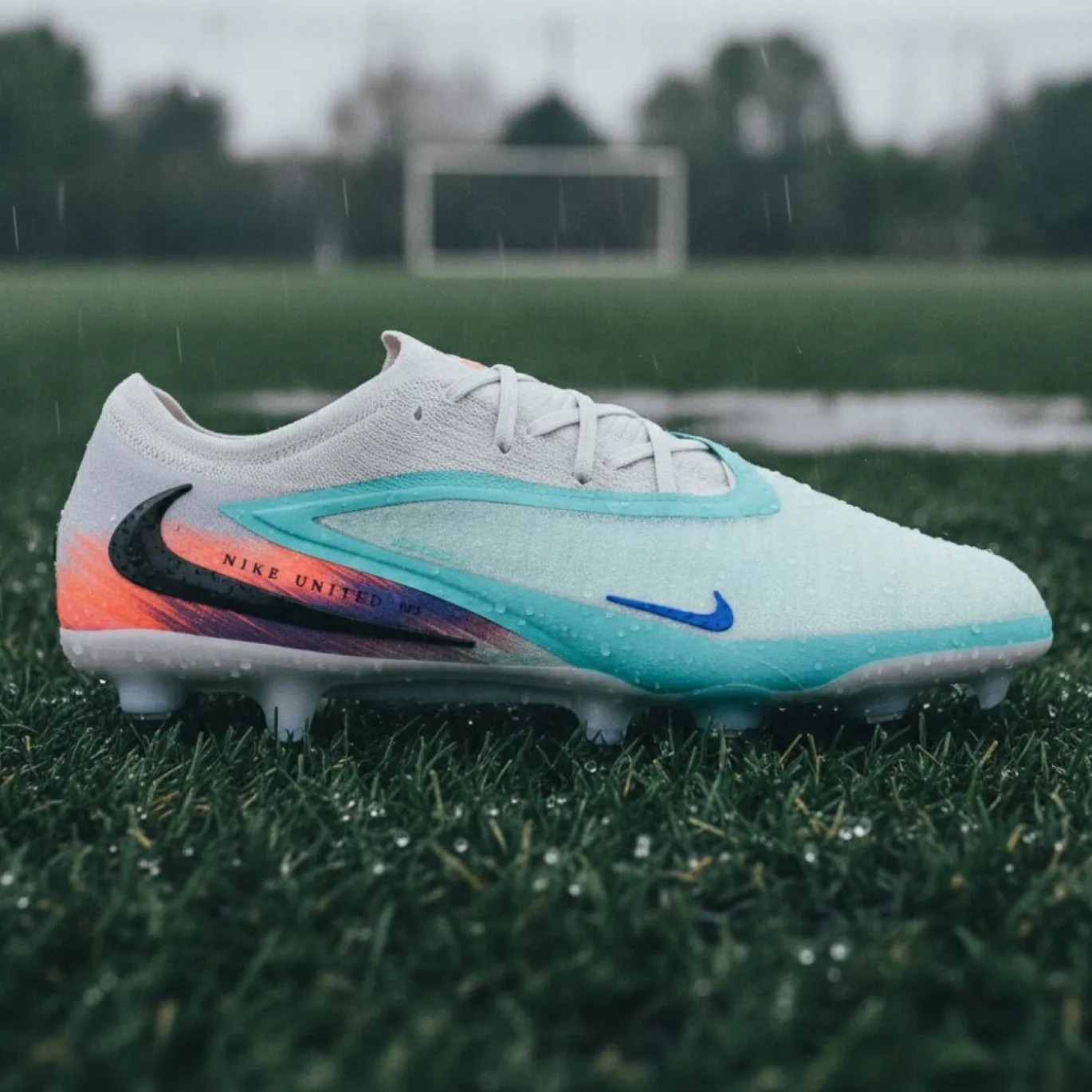 Nike Phantom 6 Low Elite IJzeren-Nop Voetbalschoenen (SG) Pro Player Zilver Turquoise Oranje Blauw