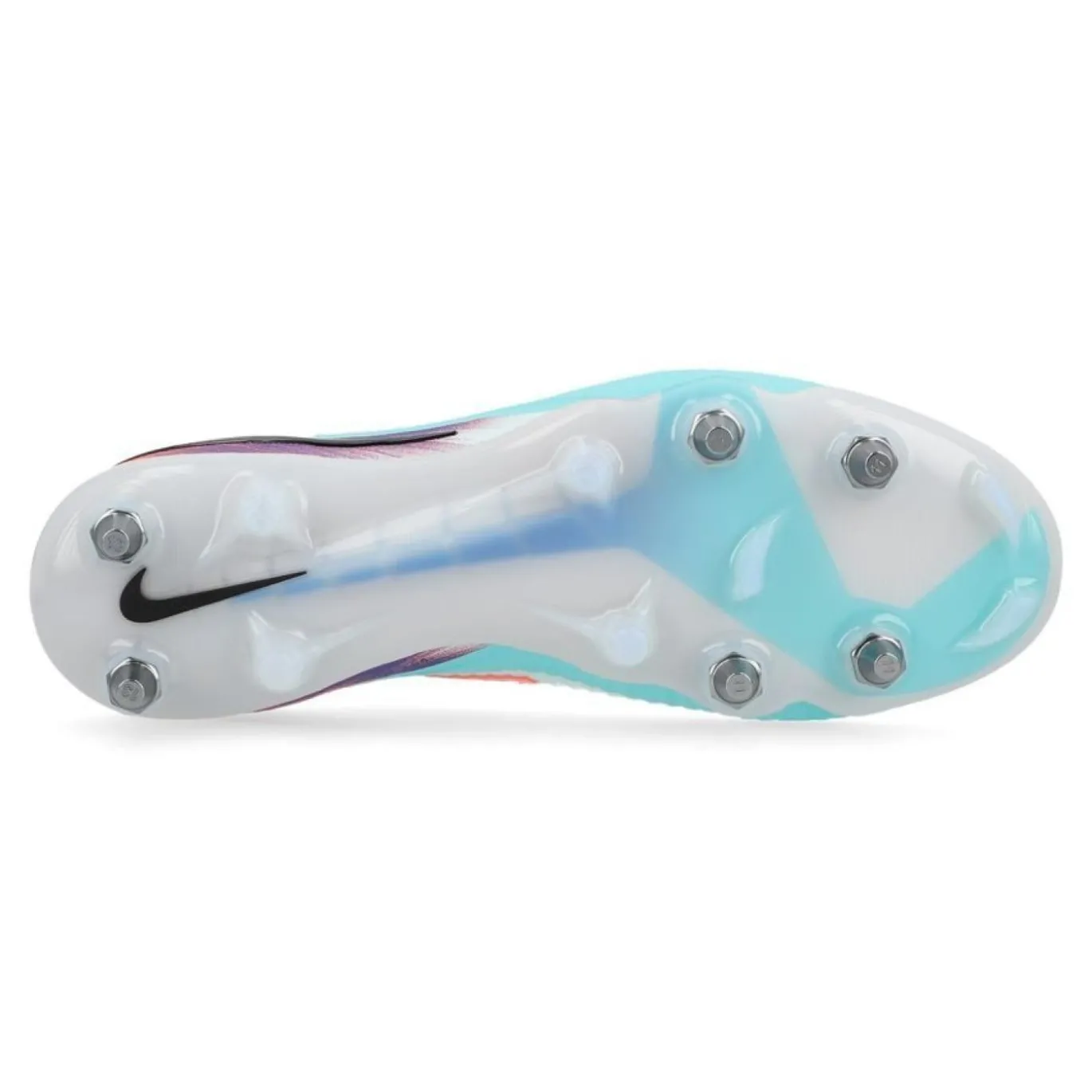 Nike Phantom 6 Low Elite IJzeren-Nop Voetbalschoenen (SG) Pro Player Zilver Turquoise Oranje Blauw