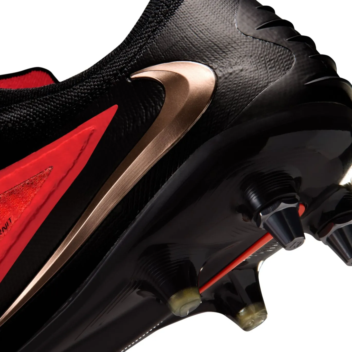 Nike Phantom 6 Low Elite IJzeren-Nop Voetbalschoenen (SG) Pro Player Zwart Felrood Goud