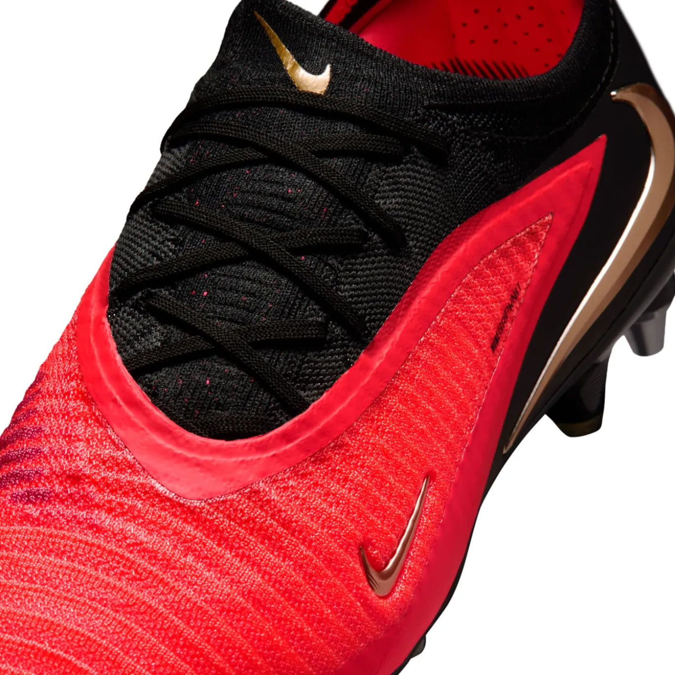 Nike Phantom 6 Low Elite IJzeren-Nop Voetbalschoenen (SG) Pro Player Zwart Felrood Goud
