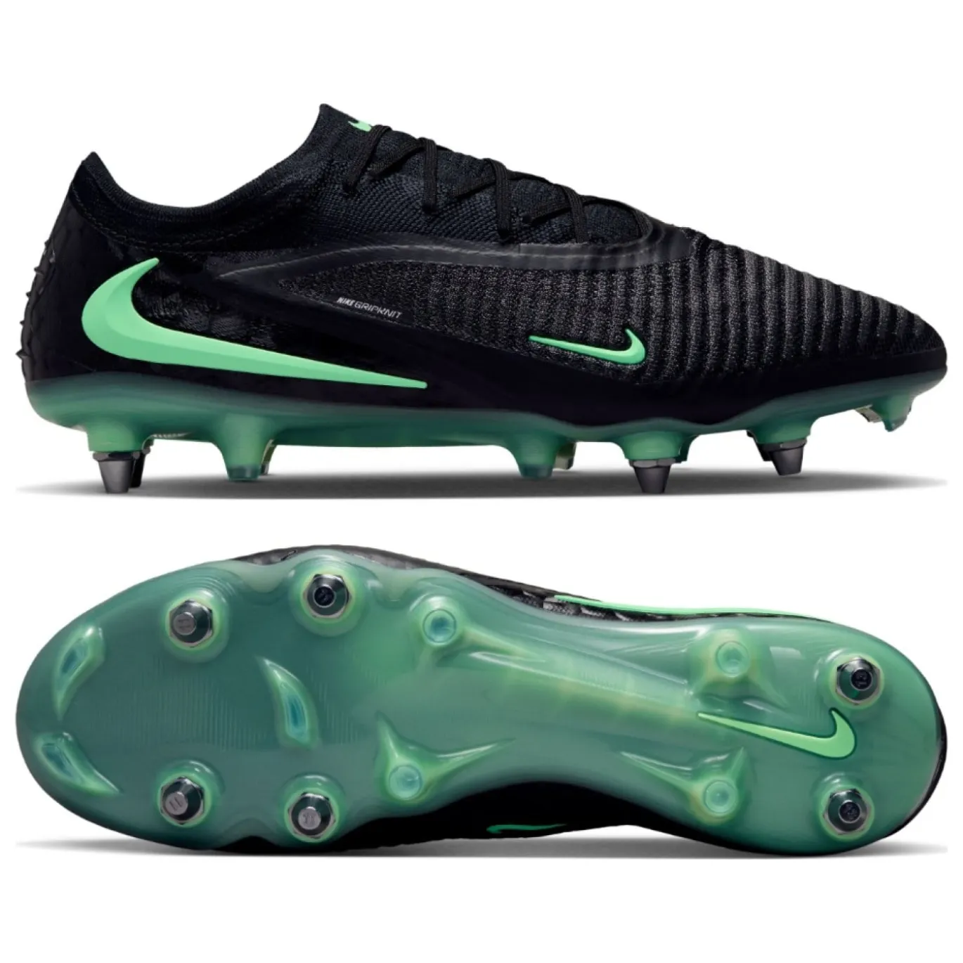 Nike Phantom 6 Low Elite IJzeren-Nop Voetbalschoenen (SG) Pro Player Zwart Felgroen