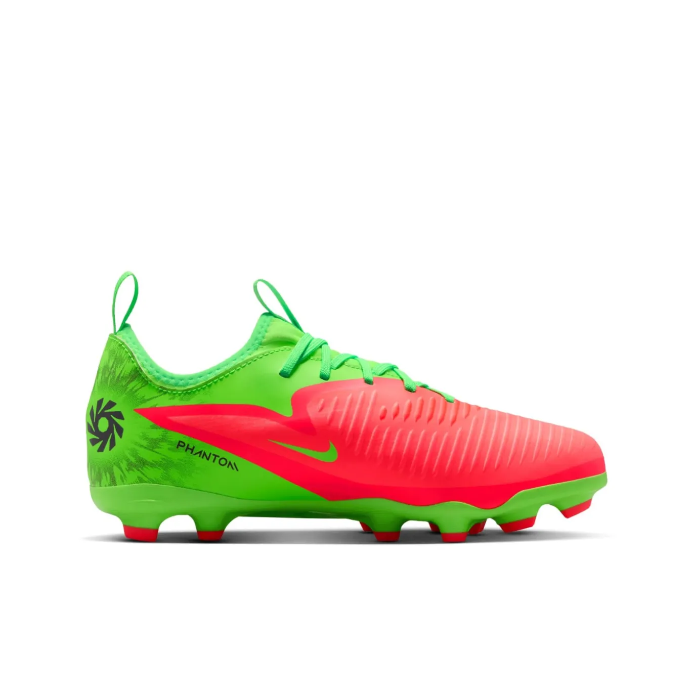 Nike Phantom 6 Low Haaland Academy Gras / Kunstgras Voetbalschoenen (MG) Kids Felgroen Rood Zwart