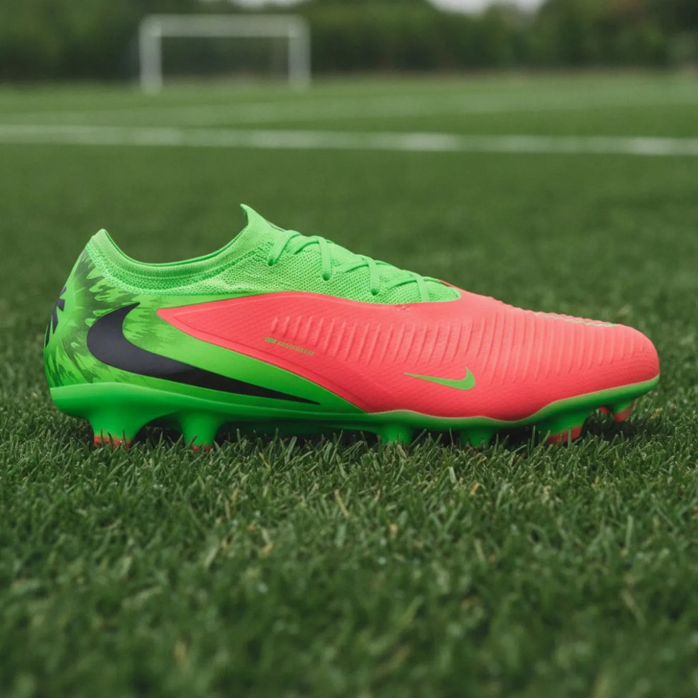 Nike Phantom 6 Low Haaland Pro Gras Voetbalschoenen (FG) Felgroen Rood Zwart