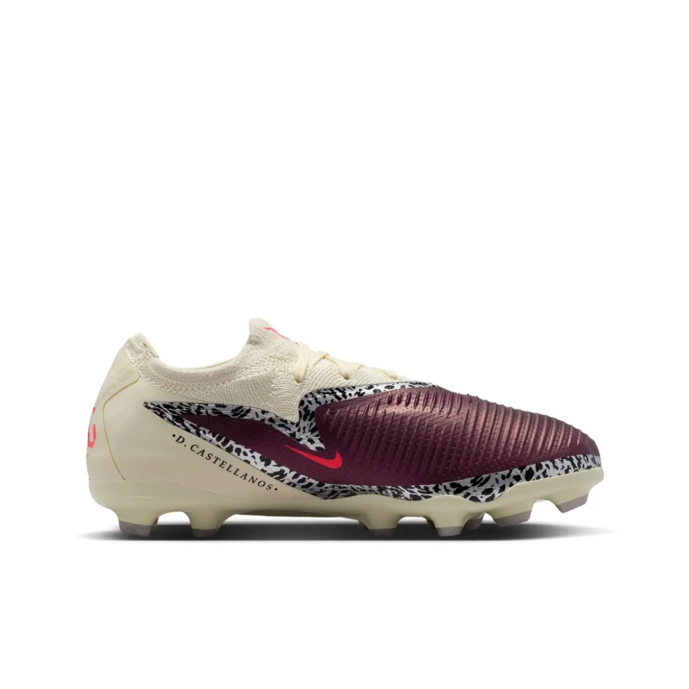 Nike Phantom 6 Low Pro Gras / Kunstgras Voetbalschoenen (MG) Kids Gebroken Wit Bordeauxrood Rood