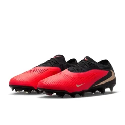 Nike Phantom 6 Low Pro Gras Voetbalschoenen (FG) Zwart Felrood Goud