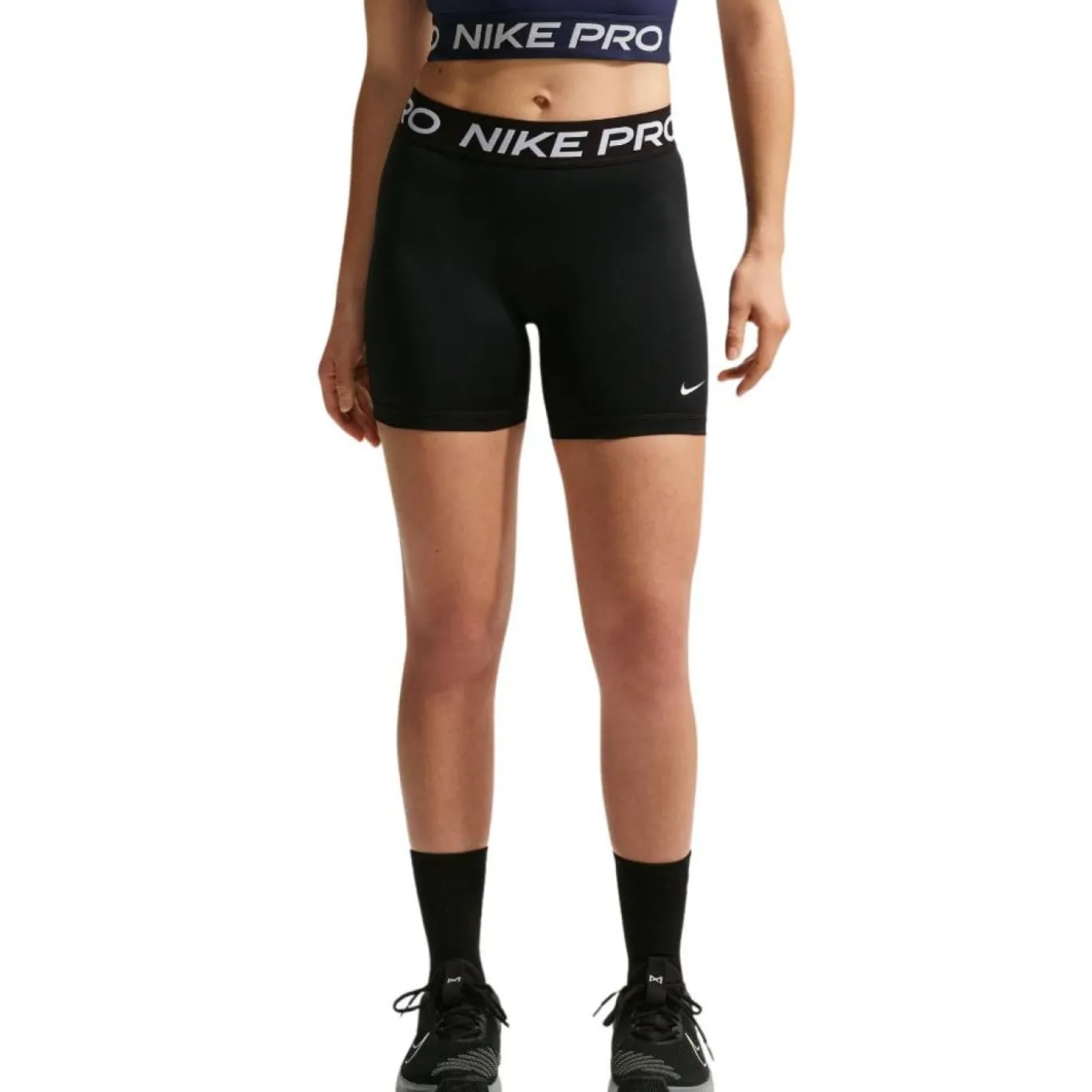 Nike Pro 365 Mid-Rise Sportbroekje Dames (13cm) Zwart Wit