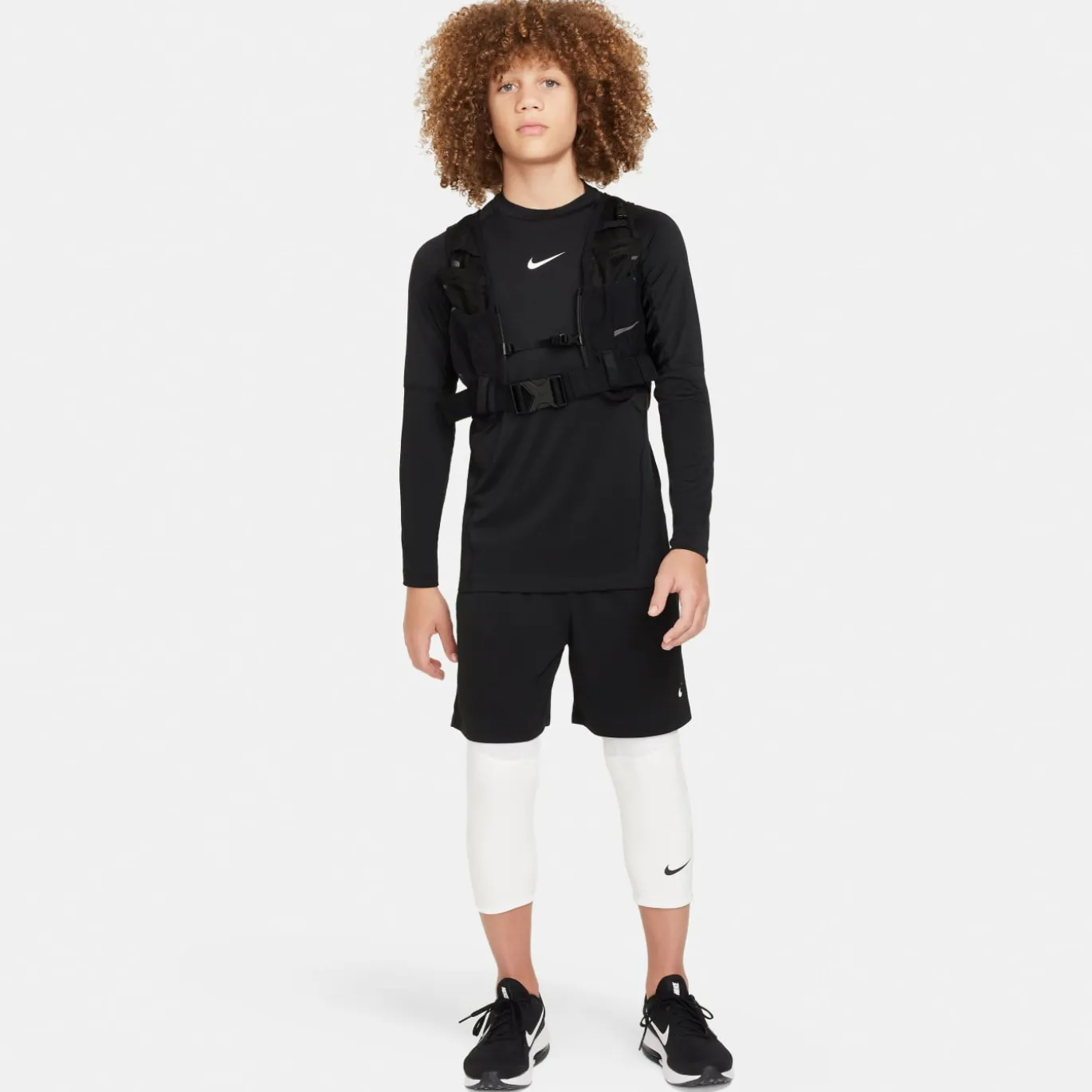 Nike Pro Ondershirt Lange Mouwen Kids Zwart Wit
