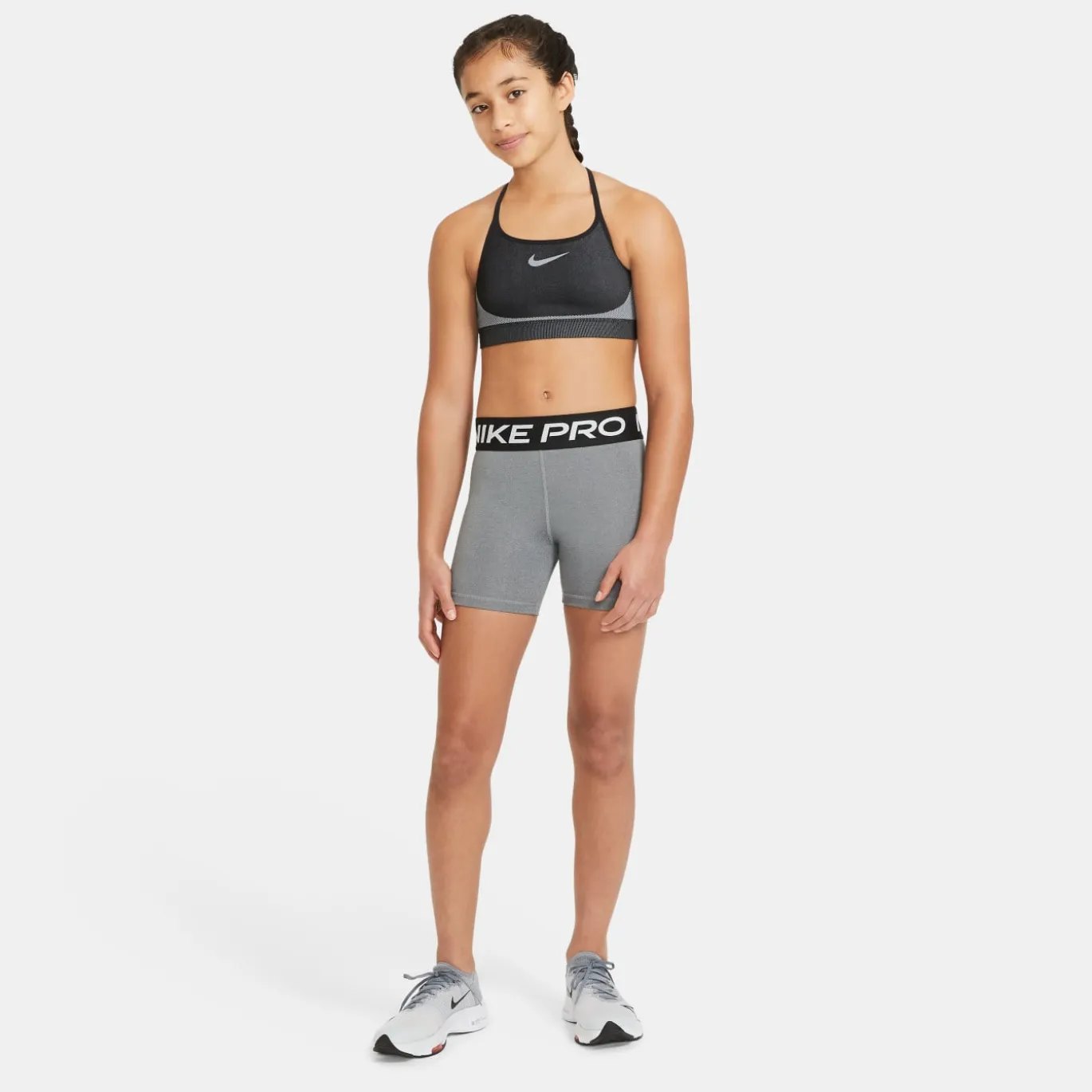 Nike Pro Slidingbroekje Meisjes Grijs Zwart Wit