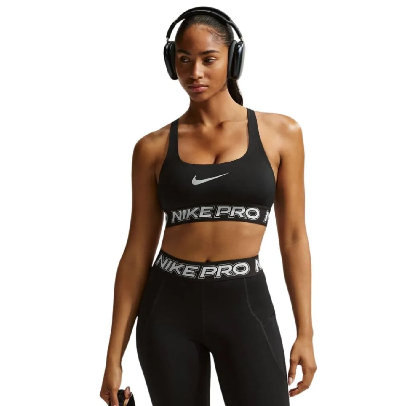 Nike Pro Sportbeha Dames Zwart Wit Zilver