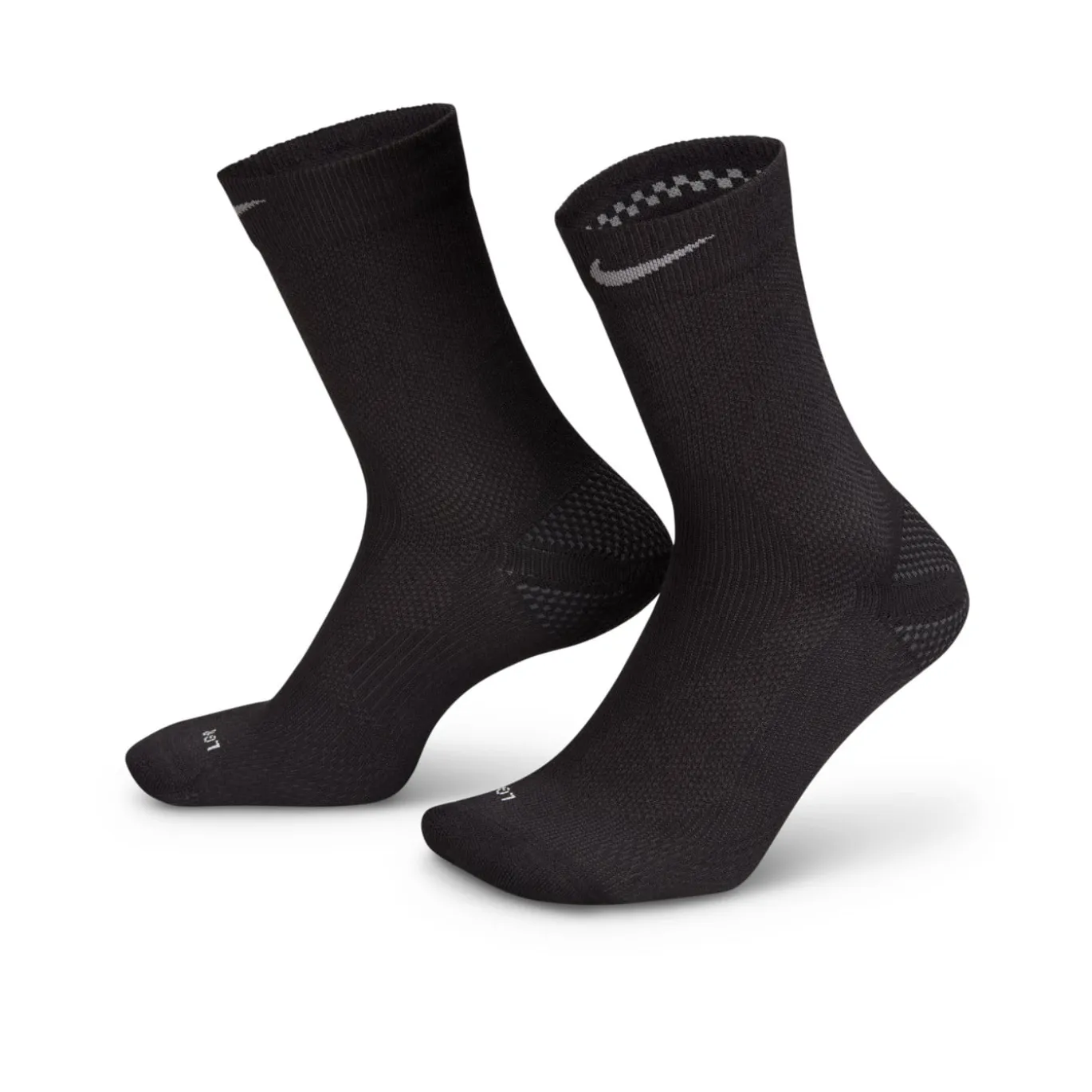 Nike Run Lightweight Crew Sokken Zwart Zilver Donkergrijs
