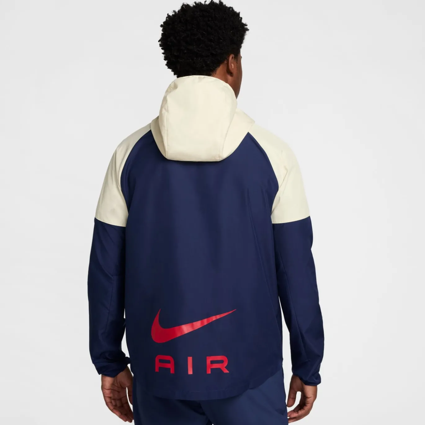 Nike Sportswear Air Woven Trainingspak Full-Zip Donkerblauw Beige Rood Zilver