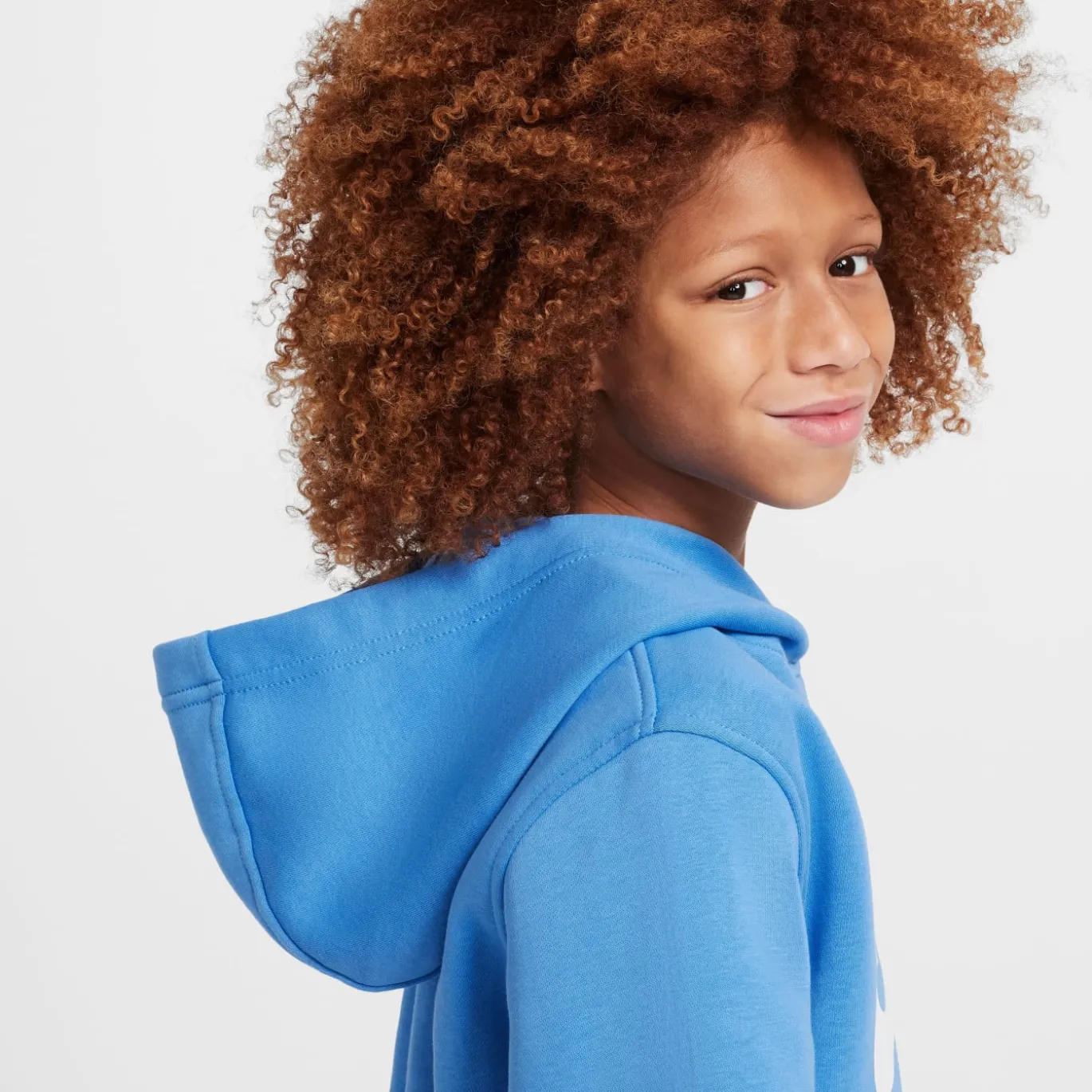 Nike Sportswear Club Big Logo Fleece Hoodie Kids Blauw Wit