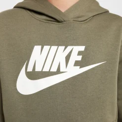Nike Sportswear Club Big Logo Fleece Hoodie Kids Olijfgroen Wit