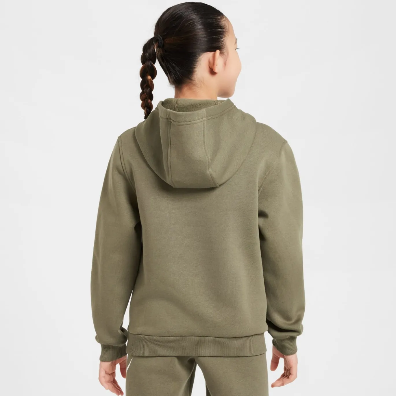 Nike Sportswear Club Big Logo Fleece Hoodie Kids Olijfgroen Wit