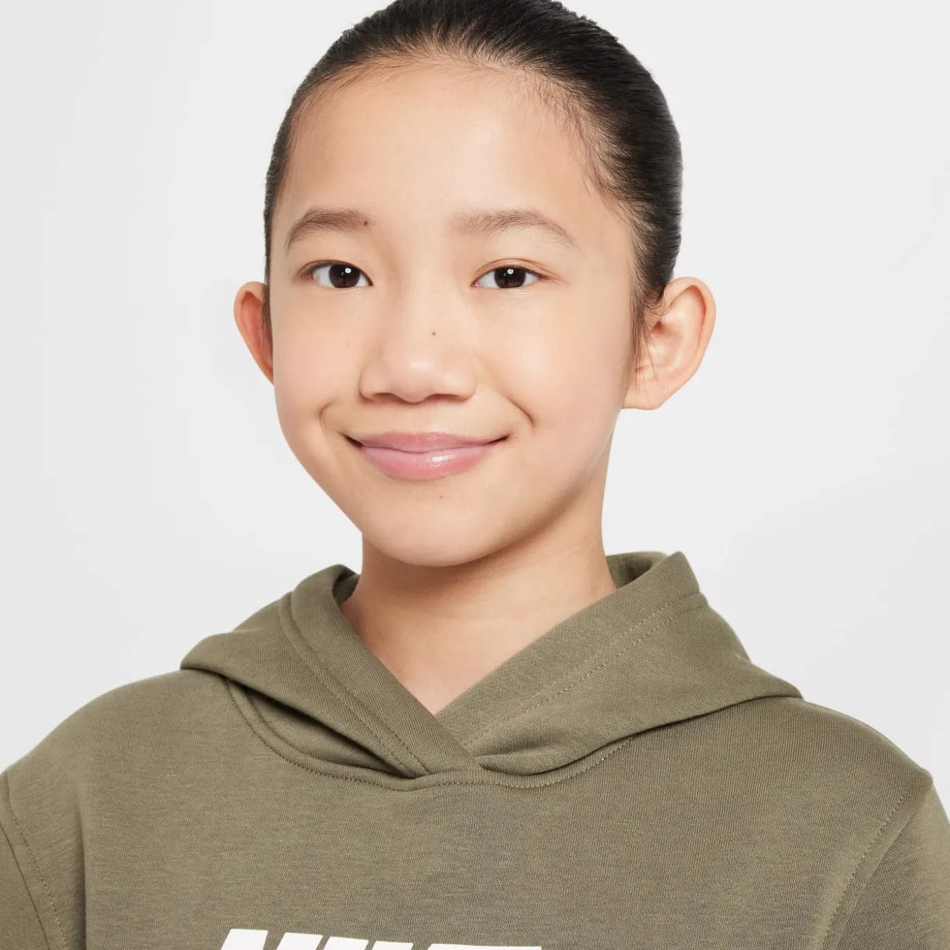 Nike Sportswear Club Big Logo Fleece Hoodie Kids Olijfgroen Wit