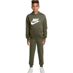 Nike Sportswear Club Big Logo Fleece Hoodie Trainingspak Kids Olijfgroen Wit