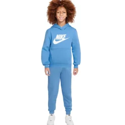 Nike Sportswear Club Big Logo Fleece Hoodie Trainingspak Kids Blauw Wit