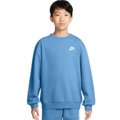 Nike Sportswear Club Fleece Crew Sweater Kids Blauw Wit