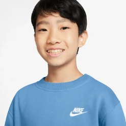 Nike Sportswear Club Fleece Crew Sweater Kids Blauw Wit