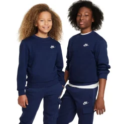 Nike Sportswear Club Fleece Crew Sweater Kids Donkerblauw Wit