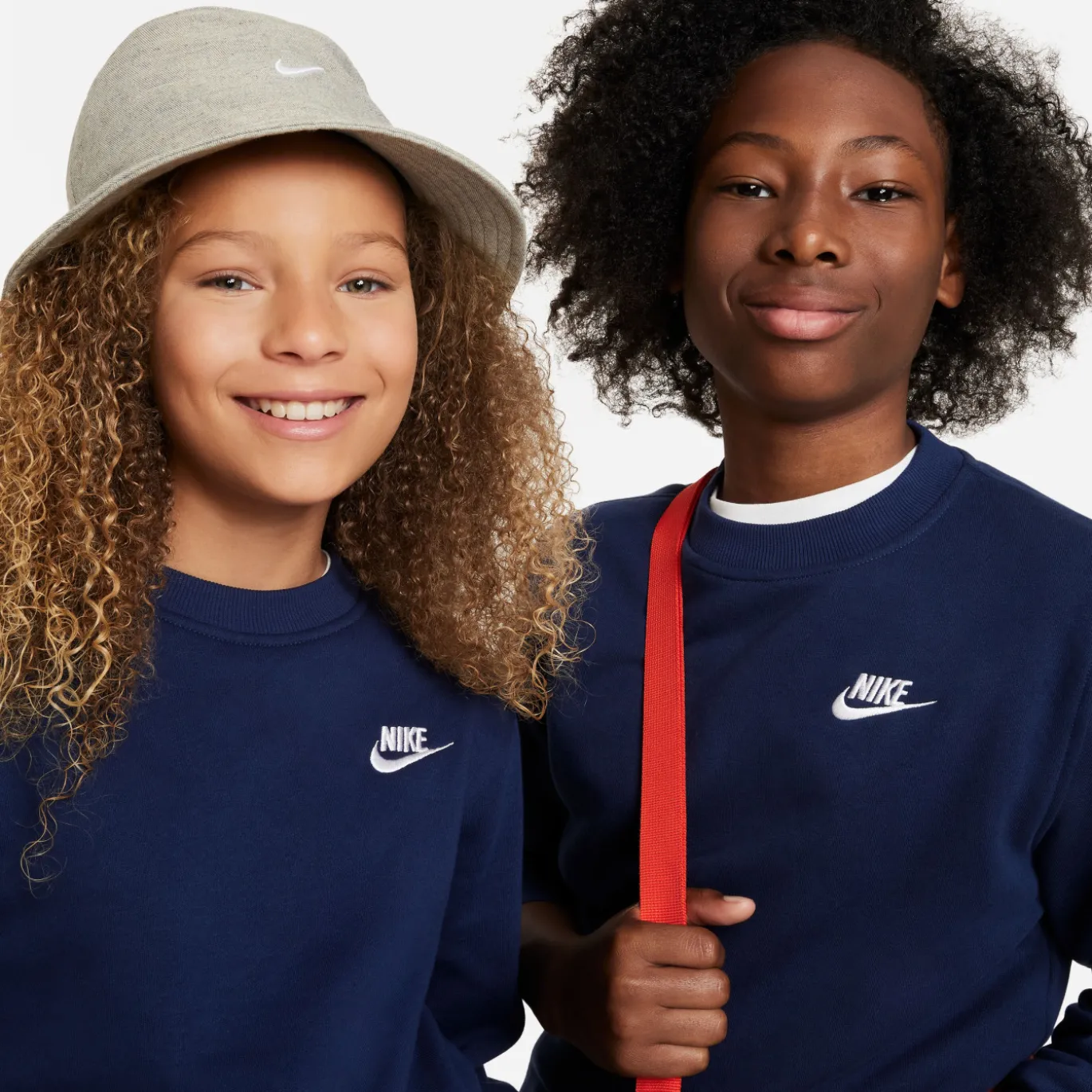 Nike Sportswear Club Fleece Crew Sweater Kids Donkerblauw Wit