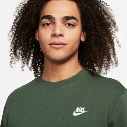 Nike Sportswear Club Fleece Crew Sweater Donkergroen Wit