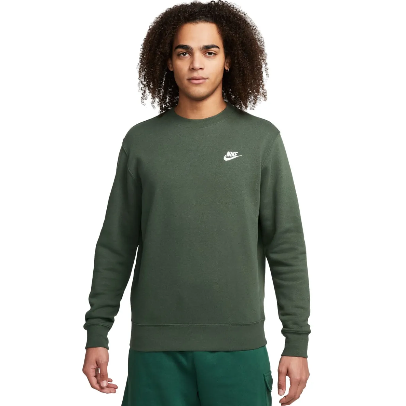 Nike Sportswear Club Fleece Crew Sweater Donkergroen Wit
