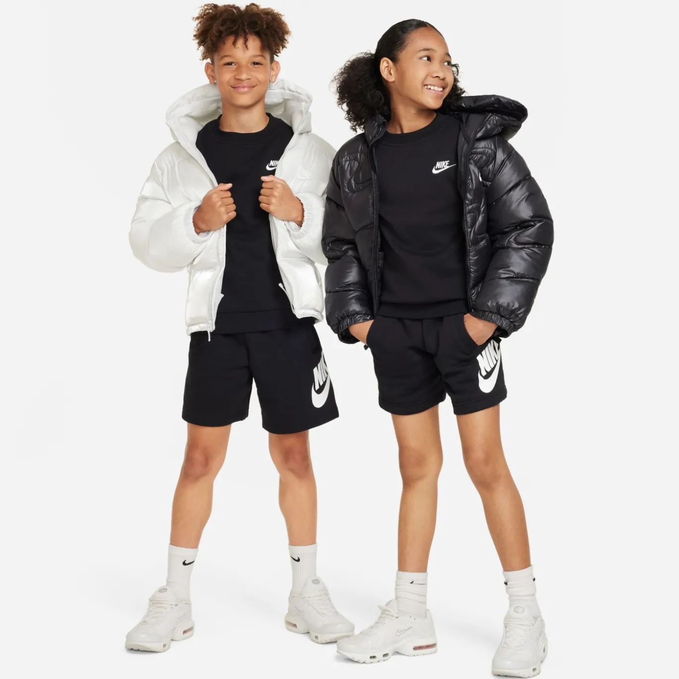 Nike Sportswear Club Fleece Crew Sweater Kids Zwart Wit