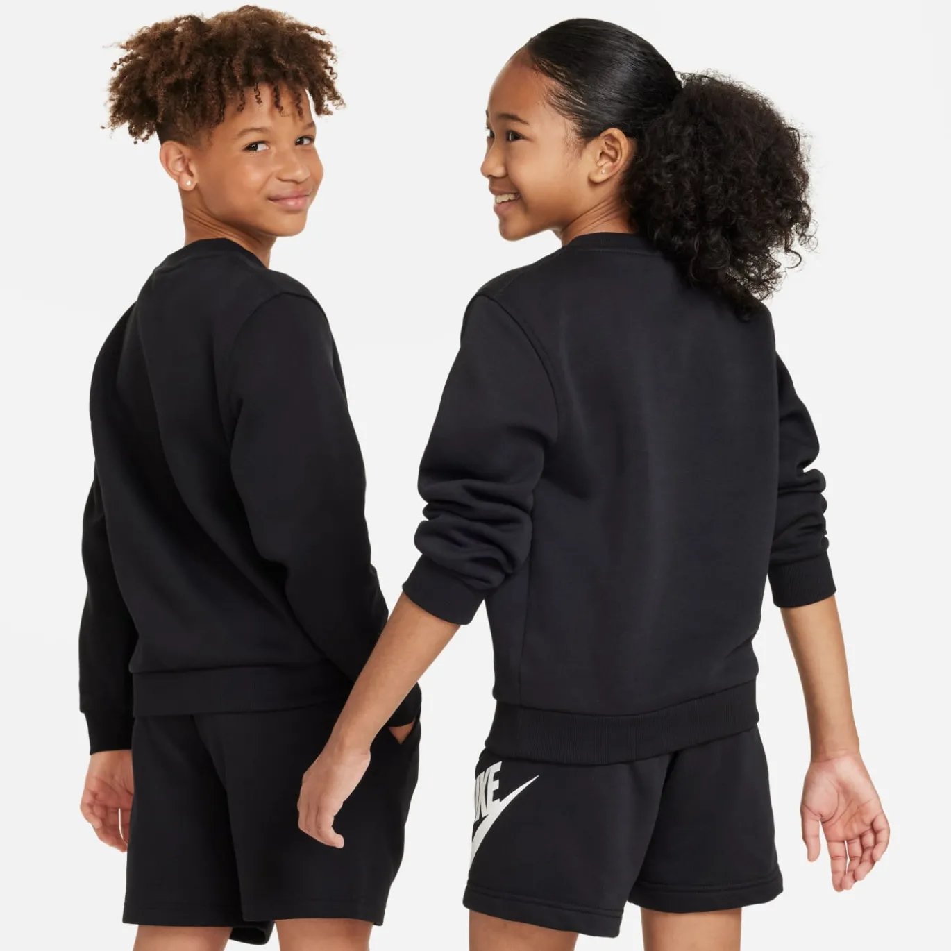 Nike Sportswear Club Fleece Crew Sweater Kids Zwart Wit