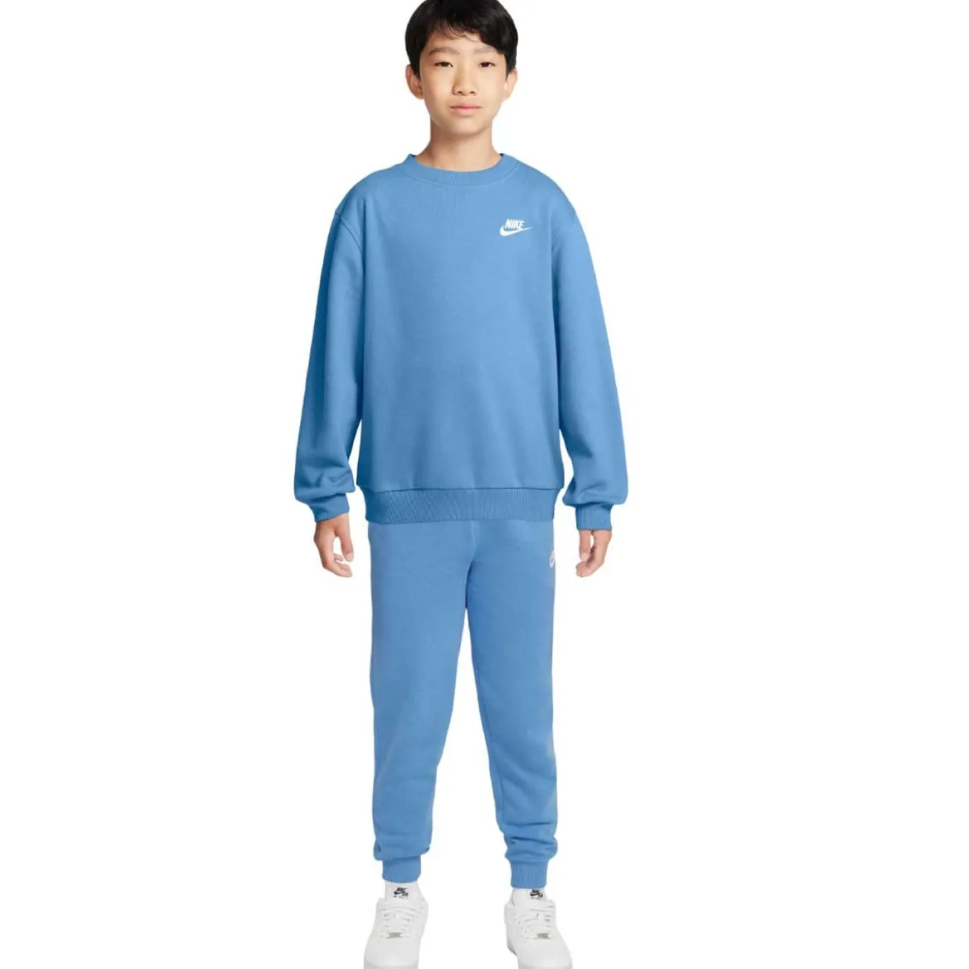 Nike Sportswear Club Fleece Crew Trainingspak Kids Blauw Wit