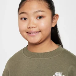 Nike Sportswear Club Fleece Crew Trainingspak Kids Olijfgroen Wit