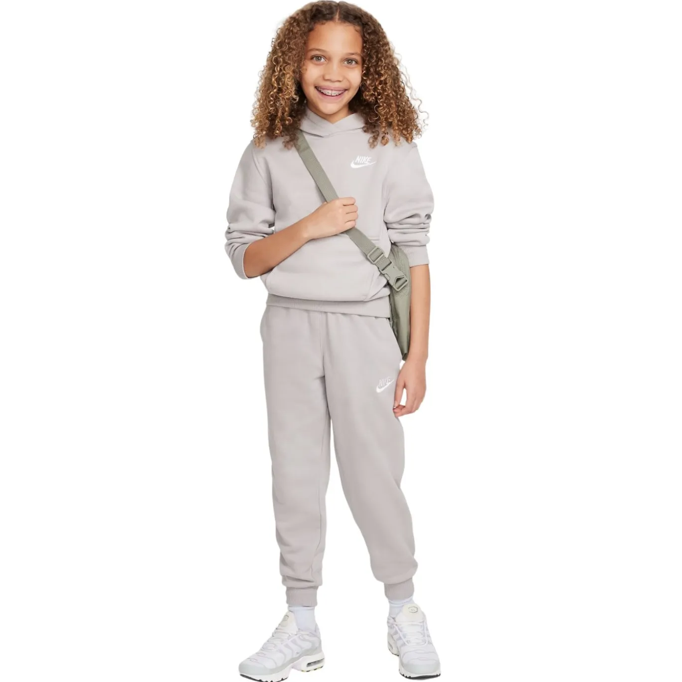 Nike Sportswear Club Fleece Hoodie Kids Grijs Wit